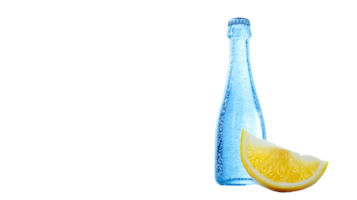 Refreshing Blue Beverage with Lemon Slice on a Transparent Background png