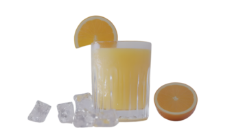 Refreshing Citrus Beverage with Ice Cubes and Orange Slices in a Glass Ideal for Summer Drinks png