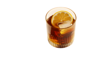 Refreshing Cocktail with Lemon Slice and Ice in a Glass png