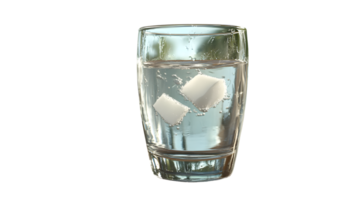 Refreshing Glass of Water with Ice Cubes on a Transparent Background png