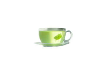 Refreshing Green Tea in a Transparent Cup with Leaf Floating Inside png
