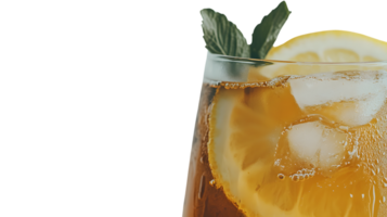 Refreshing Iced Beverage with Lemon and Mint Garnish Perfect for Summer Drinks Cool and Invit png