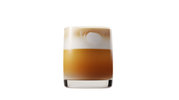 Refreshing Layered Beverage in a Glass with Frothy Top and Ice Cube png