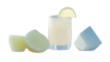 Refreshing Lemonade with Ice Cubes and Slices of Lemon in a Glass png