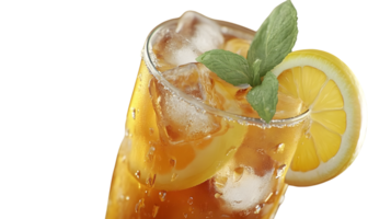Refreshing Iced Tea with Lemon and Mint Garnish in a Glas s png