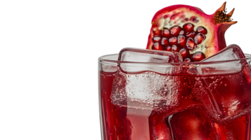 Refreshing Pomegranate Drink with Ice Cubes in Glass png