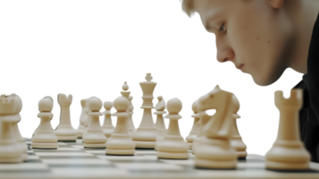 Strategic Focus A CloseUp of a Chess Game with Intense Concentration and Tactical Planning png