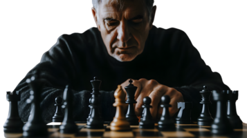 Strategic Thinking A Focused Individual Engaged in a Game of Chess Concentrating on the Next png