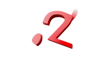3D Red Decimal Number Two on Black Background HighDefinition Modern Design for Digital Mat png