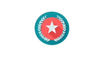 A bold emblem featuring a star and laurel wreath ideal for awards achievements and recogniti png