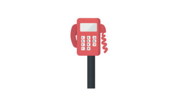 A classic red public telephone with a coiled cord and keypad ideal for communication themes png