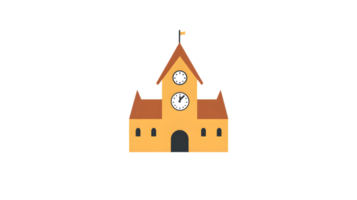 A clock tower with a flag featuring classic architecture and timepiece design for historical o png