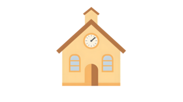 A charming educational structure with a clock tower perfect for academic themes and backtosc png