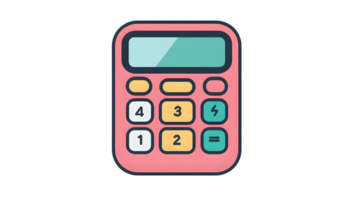 A colorful calculator with vibrant buttons and a digital display ideal for educational or fina png