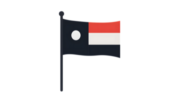 A flag waving in the wind with distinct color sections and a circular emblem ideal for cultura png