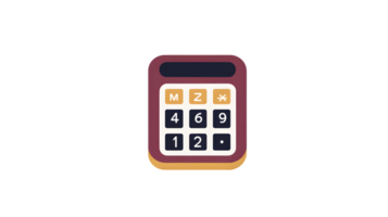 A digital calculator with a minimalist design featuring numeric keypad and function buttons fo png