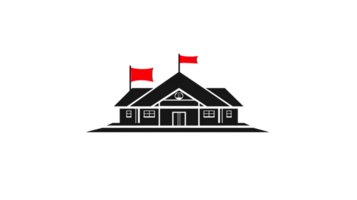 A structure with red flags at night ideal for mystery security and architectural themes png