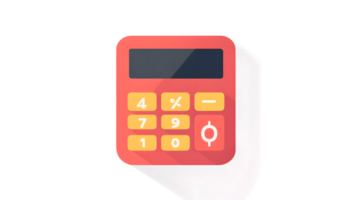 A sleek modern calculator icon with vibrant colors and essential functions for digital design png
