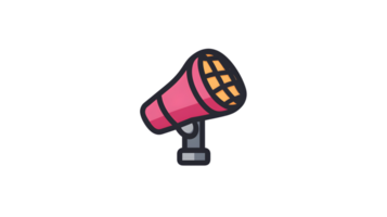 A vibrant megaphone with a bold pink design and orange grid ideal for communication themes png