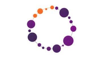 Abstract Circular Design with Purple and Orange Circles Linked by Lines png