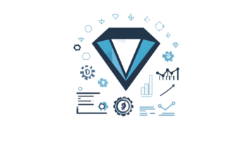Abstract Diamond with Surrounding Icons Technology Business and Data Visualization Symbols png