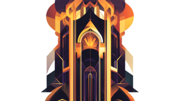 Abstract Geometric Architecture with Radiant Light Effects and Symmetrical Design png