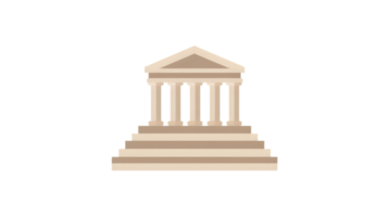 Classical Architecture with Pillars and Triangular Roof Ideal for History Education and Desi png