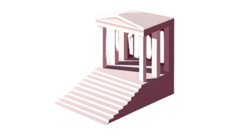 Classical Architecture with Columns and Stairs A Minimalist 3D Illustration for Design Art a png