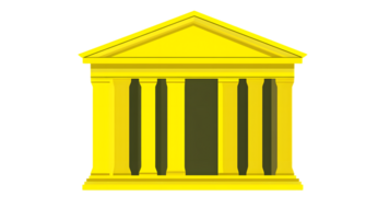 Classical Architecture Design with Golden Columns and Triangular Pediment Ideal for Historical png