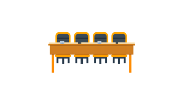 Classroom Setup with Long Table and Chairs for Educational or Meeting Purposes png