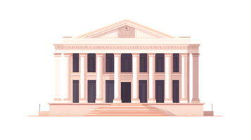 Classical Architecture with Columns and Pediment Ideal for Historical Cultural and Education png