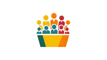 Diverse Group of Abstract Figures in a Colorful Container Symbolizing Unity and Community png
