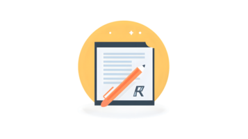 Document Editing Icon with Pencil and Paper on Yellow Background for Writing Notetaking and png