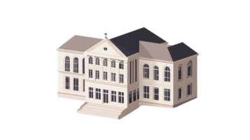 Elegant Architectural Design A Classic Building with Symmetrical Windows and a Triangular Faca png