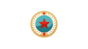 Emblem with Red Star and Laurel Wreath on Blue Circle Ideal for Military Government or Histo png