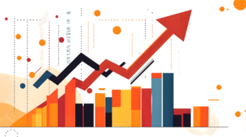 Financial Growth Chart Abstract Business Data Upward Trend Statistic Graph Colorful Bar Cha png
