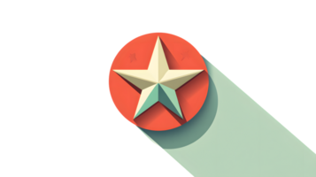 Geometric Star Design on Red Circle with Shadow Modern 3D Illustration for Creative Projects a png