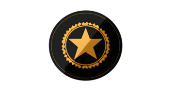 Golden Star Emblem on Black Background Iconic Design for Awards Badges and Recognition png