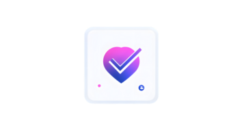 Heart Icon with Checkmark Modern Design for Approval Verification and Positive Feedback png