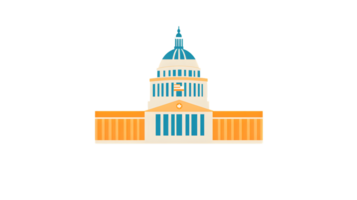 Illustrative depiction of a grand structure with a prominent dome and classical columns ideal png