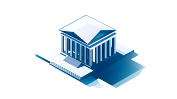 Isometric illustration of a classical building with columns and steps png
