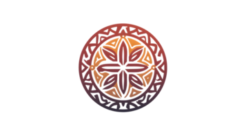 Intricate Circular Design with Geometric Patterns and Warm Colors for Decorative and Artistic P png