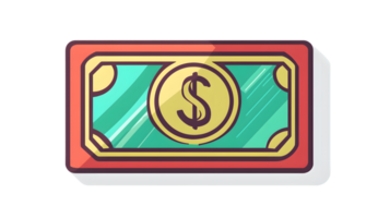 Illustrative Dollar Bill Design with Vibrant Colors and Bold Lines for Finance Economy and Cu png