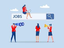 Recruitment hiring process to choose candidate to fit job position,hiring or finding staff for vacancy, marketing search for client or customer Human Resources concept vector