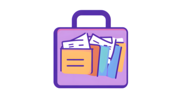 Organized Briefcase with Colorful Folders and Documents Ideal for Business Office and Produc png