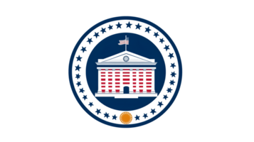 Official Emblem with Architectural Structure and Symbolic Elements png