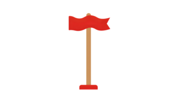 Red Flag on Pole Minimalist Design for Navigation Events and Decorative Purposes png