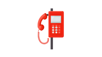 Red Public Telephone with Keypad and Display for Communication Needs png