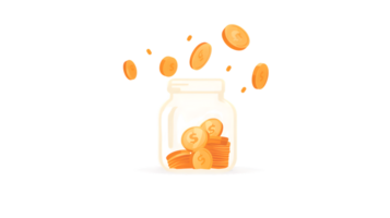 Saving Money Coins Overflowing from a Jar Financial Growth Investment Wealth Accumulation png
