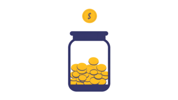 Saving Money Coins in a Jar with Dollar Sign Icon png